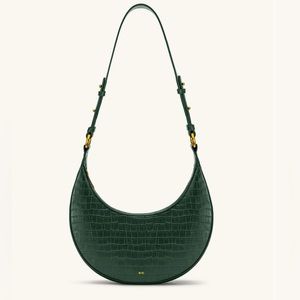 Carly Saddle Bag- Dark Green Croc